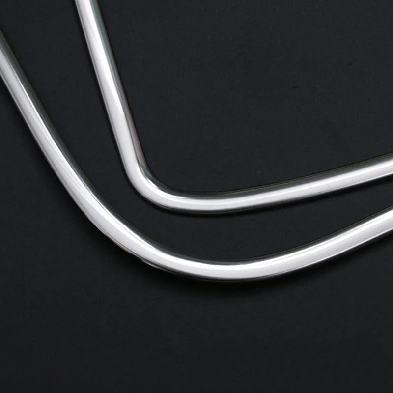 Silver 304 stainless steel trim pieces for ROOX40 series car door audio frame, showing two pieces measuring 270 by 200mm.