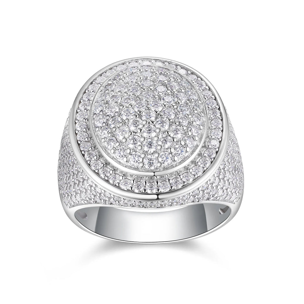 Men's moissanite ring set in S925 silver with platinum plating, hip-hop style, testable with diamond pen, gift box packaging
