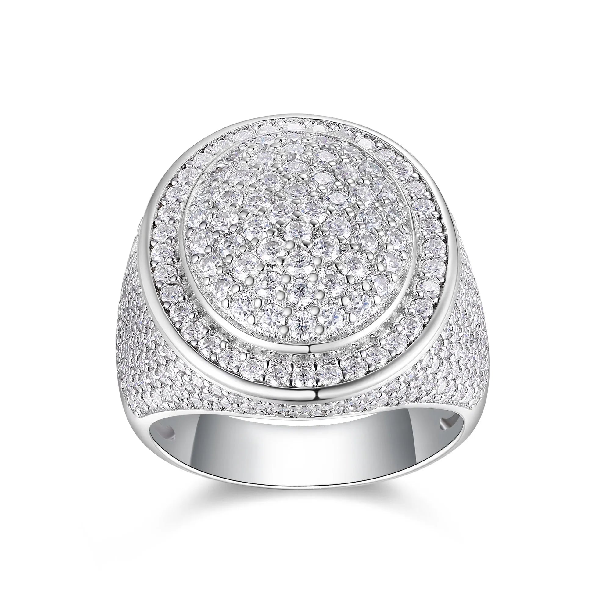 Men's moissanite ring set in S925 silver with platinum plating, hip-hop style, testable with diamond pen, gift box packaging
