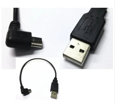 USB Mini 5Pin right angle male to USB 2.0 A male cable 0.2m for Chromecast, black PVC sheath