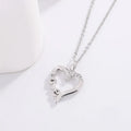 Creative heart design LOVE titanium steel necklace pendant in white gold colour on cross chain