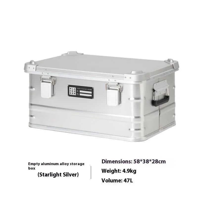 Aluminium alloy camping storage box with vehicle mounting in green colour