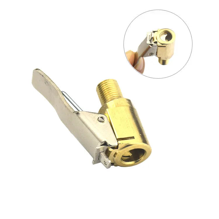 Copper tyre inflation clamp with 8V1 thread for car tyre valves