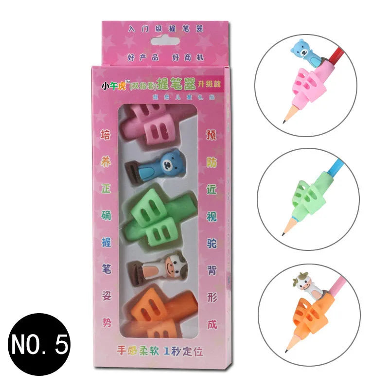 Children's soft rubber posture correction pen holder with cartoon character design