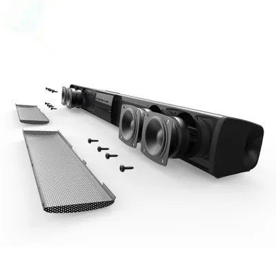 20W black wireless Bluetooth speaker soundbar with FM radio, 550mm length, for TV and computer