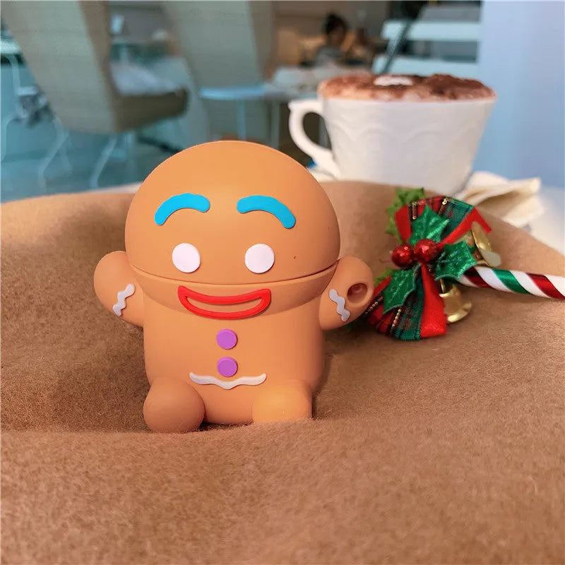 Thick gingerbread man silicone case for AirPods 1/2 with hook, cartoon style