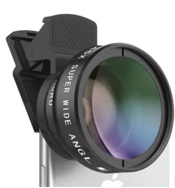 Black mobile phone wide-angle macro lens with aluminium alloy and optical glass, 0.45X and 10x magnification