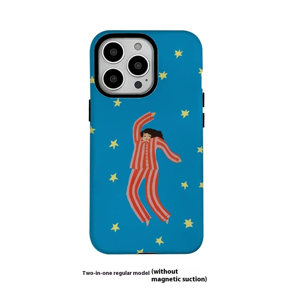 Blue Feilin magnetic phone case with funny cartoon illustration for iPhone models 11 through 16