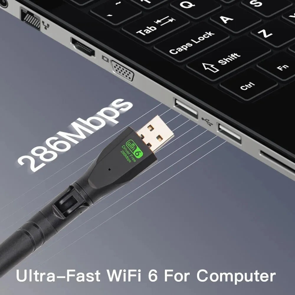 Black USB WiFi6 wireless network card for desktop and laptop computers