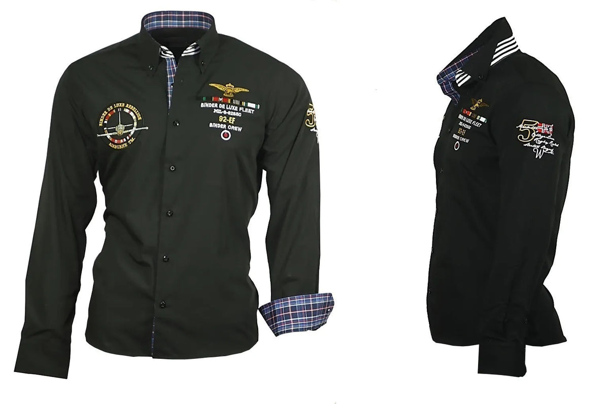 Personalized printed shirt in cotton blend, short sleeve crew neck, shown in black, green, lake blue, navy blue, red, white.