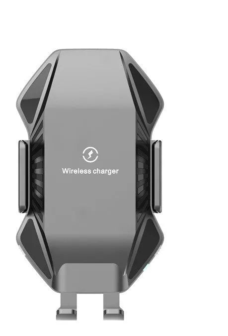 Car wireless charging unit with chuck and suction cup mounting options in black and grey colours