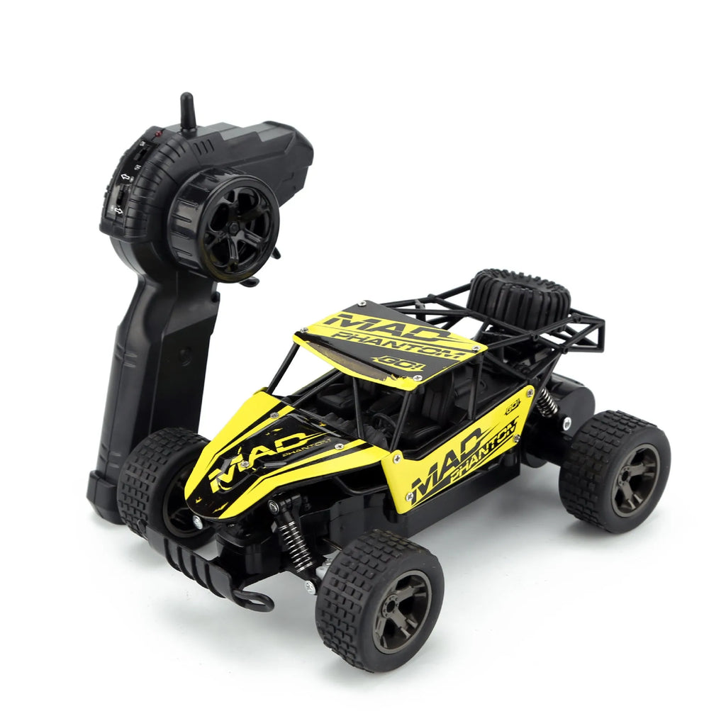 Blue and yellow 1:18 scale remote control drift car with 2.4Ghz transmitter