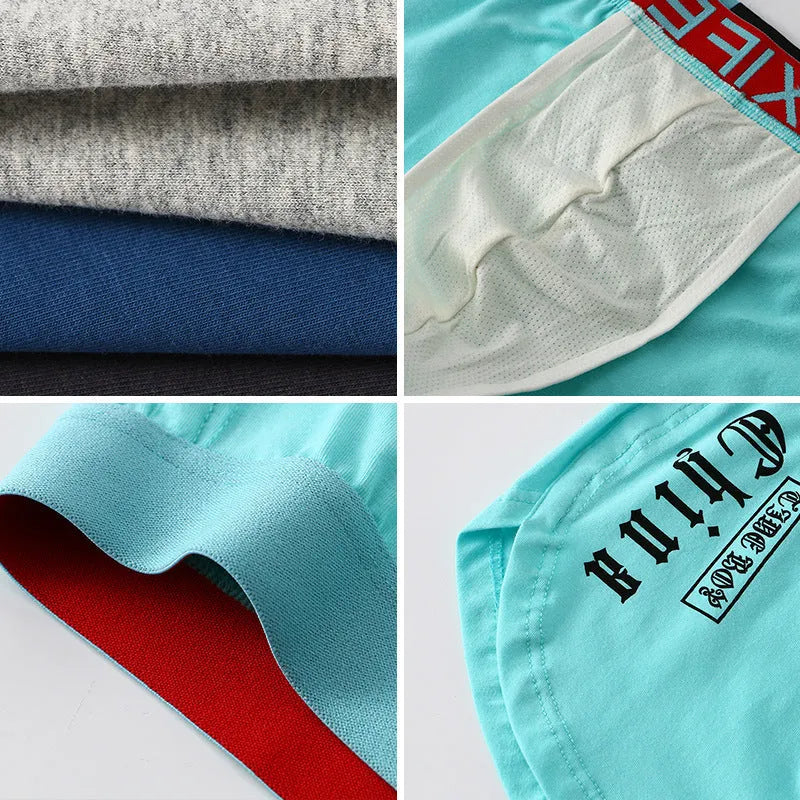Men's loose cotton boxer shorts in six colours with sizes from L to 4XL