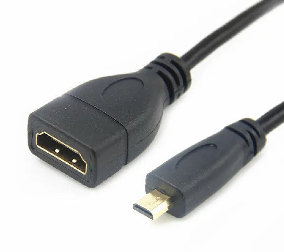 Black Micro HDMI male to HDMI female adapter cable 0.15 metres