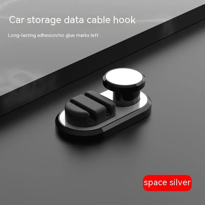ABS silicone car storage hook for data cable organisation in dark green colour