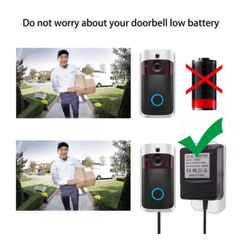 White external power adapter for video doorbell with UK plug and AC 18V output