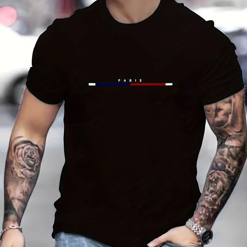 Men's cotton printed T-shirt in unisex style, available in white, black, sky blue, green, and milky white.