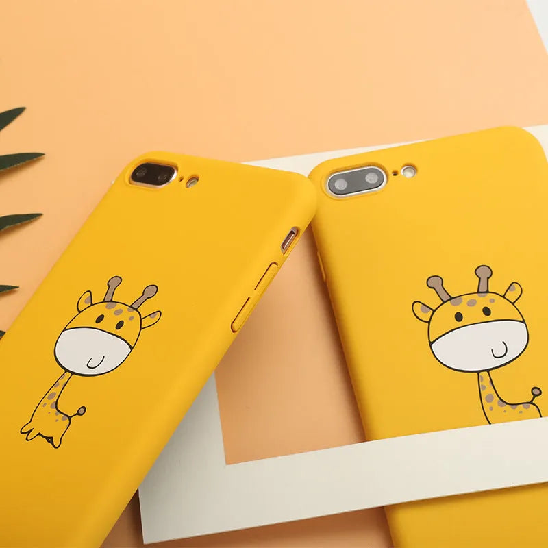 Yellow patterned phone case for iPhone models with shock-resistant PC construction