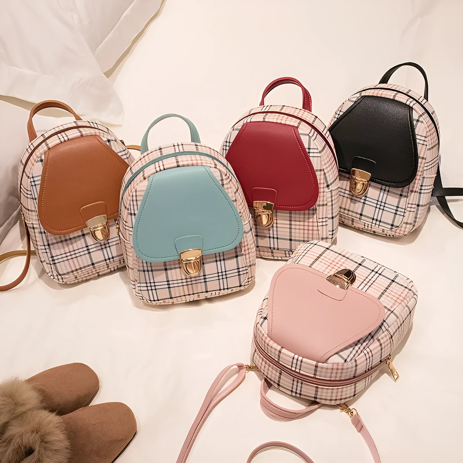 Diagonal phone bag in PU leather available in five colours for shoulder or handheld carrying
