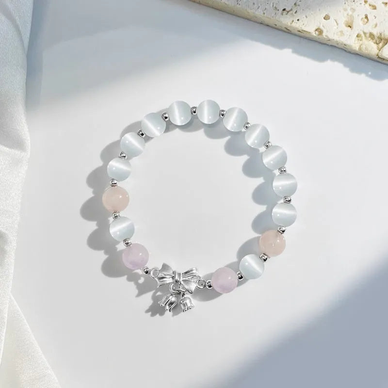 Lavender amethyst opal crystal bowknot bracelet with 10mm size and electroplated finish