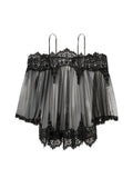 White gauze strapless lace lingerie sling dress with see-through fabric