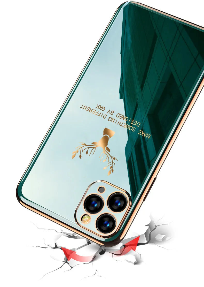 Clear black TPU iPhone case with full lens coverage shown on smartphone