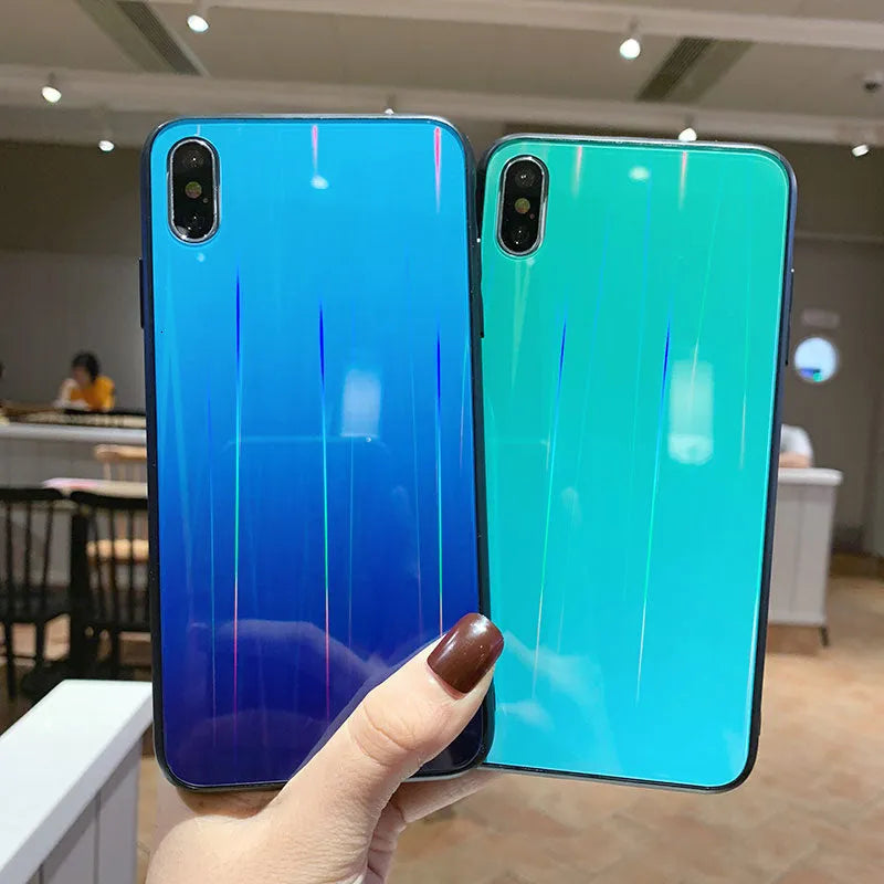Gradient starry sky glass phone case back cover for Huawei Mate20Pro on a clean surface