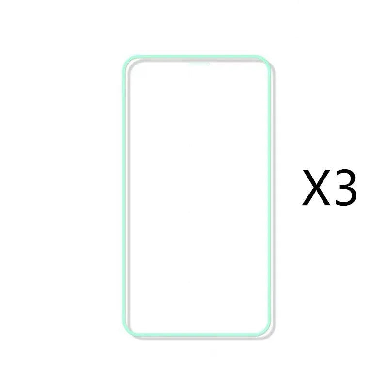 Luminous full cover tempered glass screen protector glowing in the dark for iPhone.