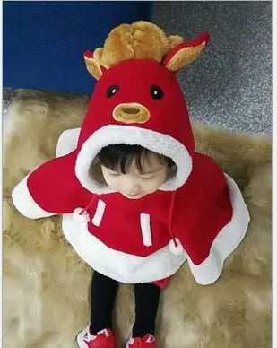 Reindeer poncho Christmas cloak costume for children, suitable for heights 80cm to 160cm, eight size options available.
