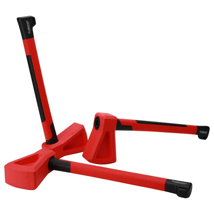 Red plastic home fitness axe muscle trainer for functional strength workouts.