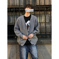 Retro men's V-neck cardigan sweater in army green colour with long sleeves and loose fit design