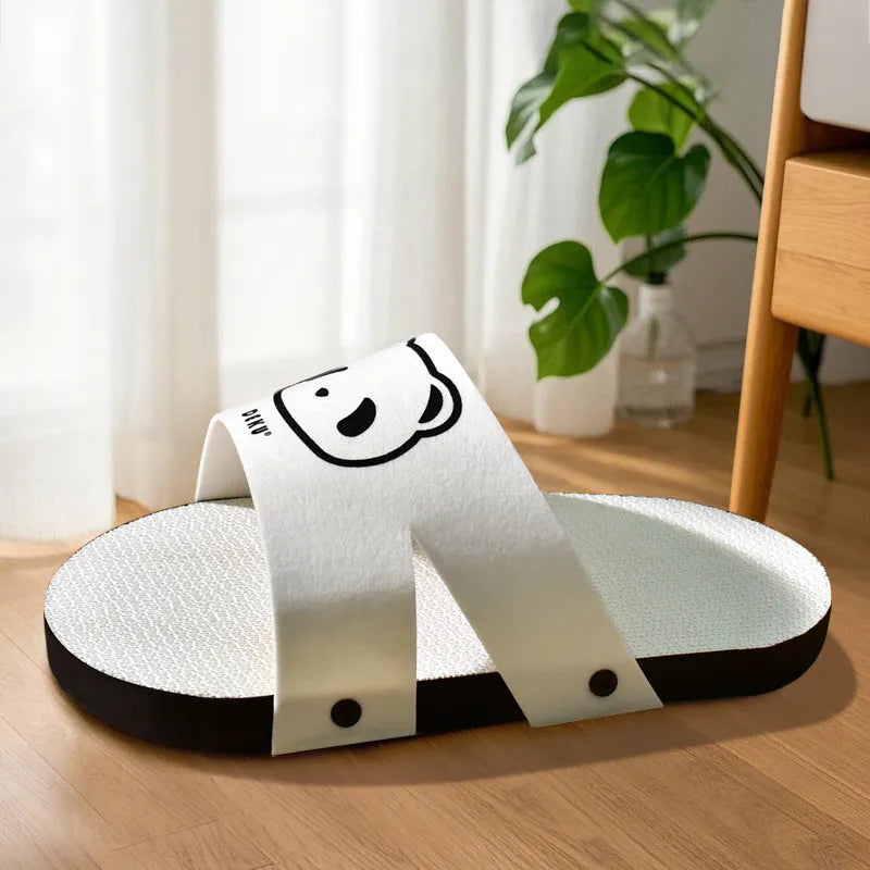White corrugated paper cat scratch board with slipper style design for cat claw care