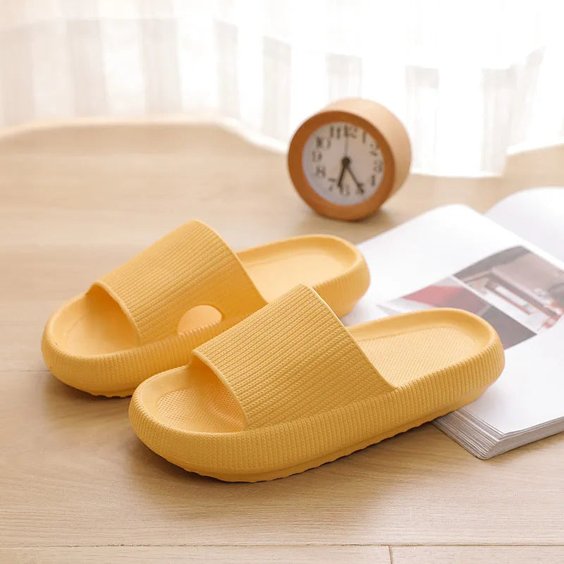 EVA solid bath slippers with 32cm platform sole, available in black, orange, pink, and yellow