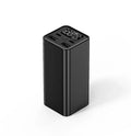 Black high-power 65W laptop charging bank with USB-C port, showing dimensions of 47.5x104.5x47.5mm.