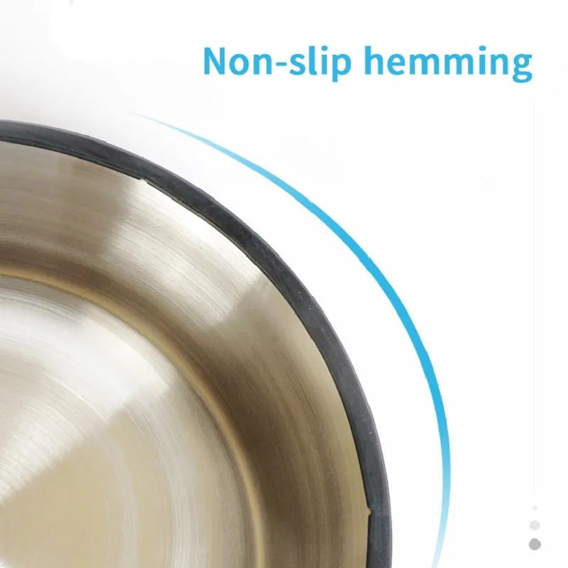 Stainless steel pet bowl inside colourful melamine pot with non-slip rubber base
