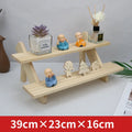 Multi-layer wooden stepped shelf, floor-standing, in Natural Wood Colour or Walnut Colour, 2 to 5 tiers