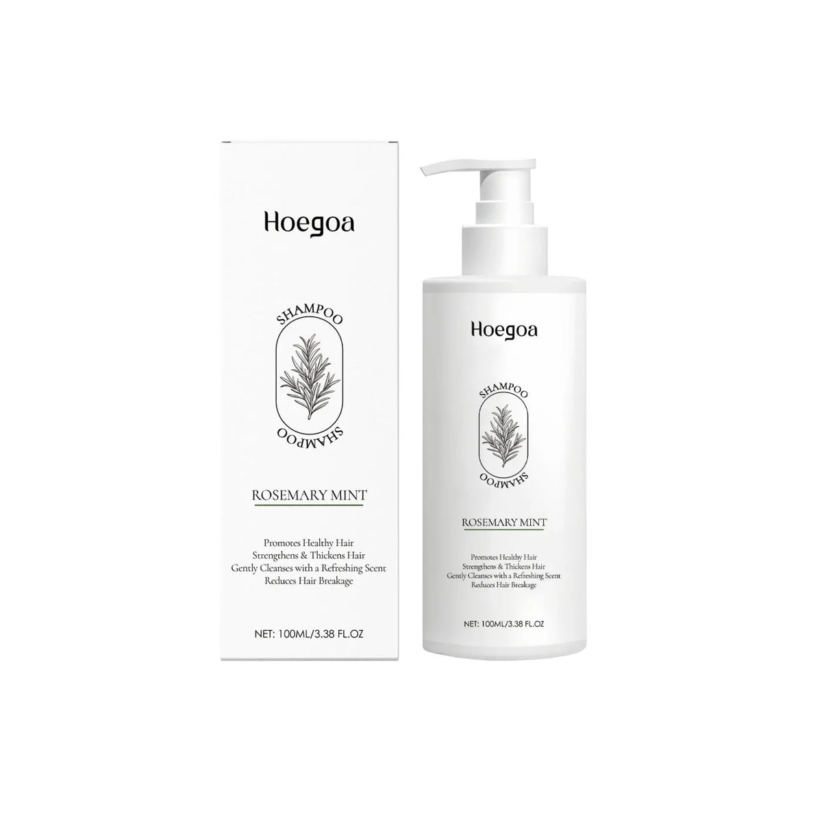 Rosemary Mint Shampoo 100ml bottle with aloe vera, tea root extract and decyl glucoside formula