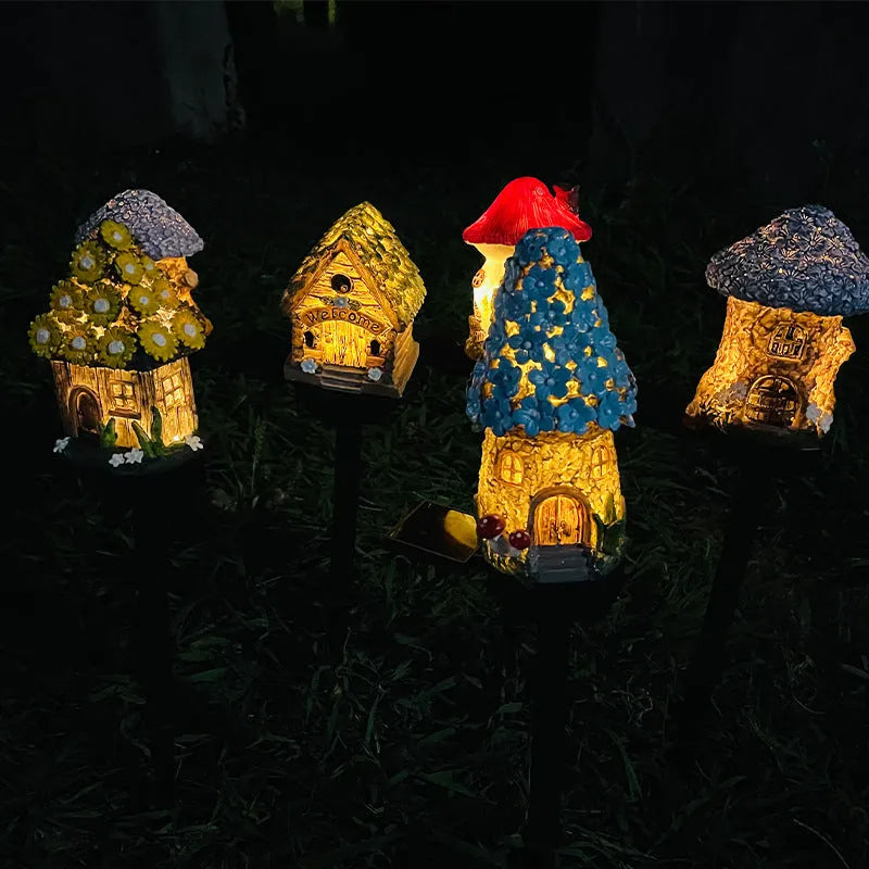 Solar-powered waterproof LED flower-shaped outdoor light for garden and landscape illumination