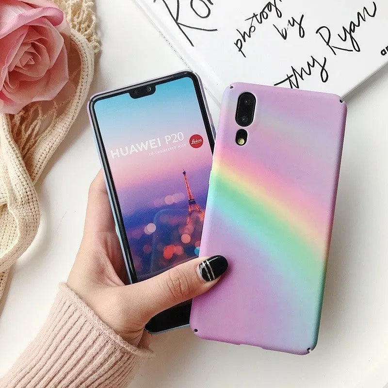Huawei mobile phone case back cover PC material water sticker design blue purple Mate20 P20 P30