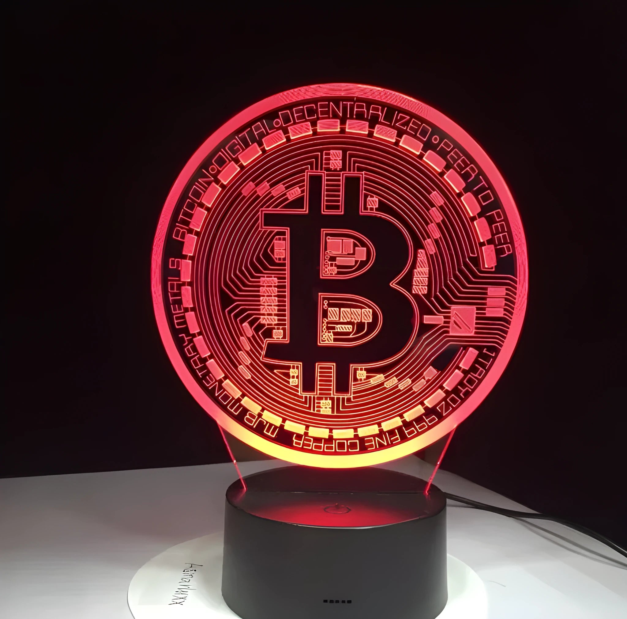 3D LED lamp with seven colour options touch and remote control USB powered acrylic board ABS base