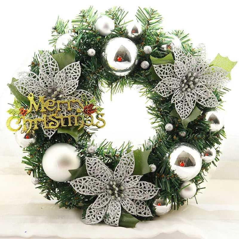30cm multicolour plastic Christmas wreath decoration in six colour variations