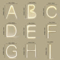 LED plastic shell letter lamp showing an example letter, with switch control, for use as a night light.