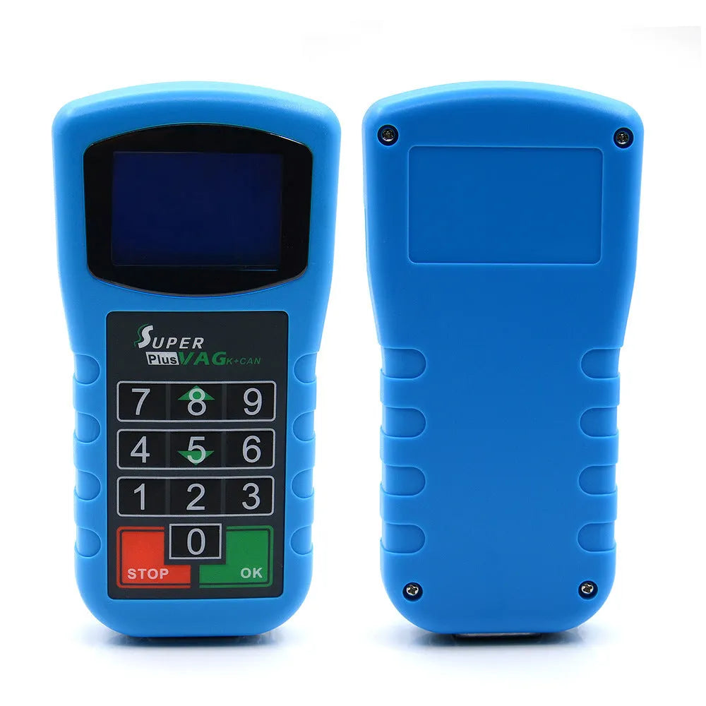 Blue Volkswagen Skoda diagnostic test tool with multi-function digital keyboard and high-resolution screen for VW Audi Seat Skoda vehicles