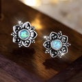 Bohemian casual flower stud earrings for women in rose zinc alloy, 1 pair