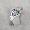 Geometric ellipse women's ring with white gold plating and inlaid zircon stones