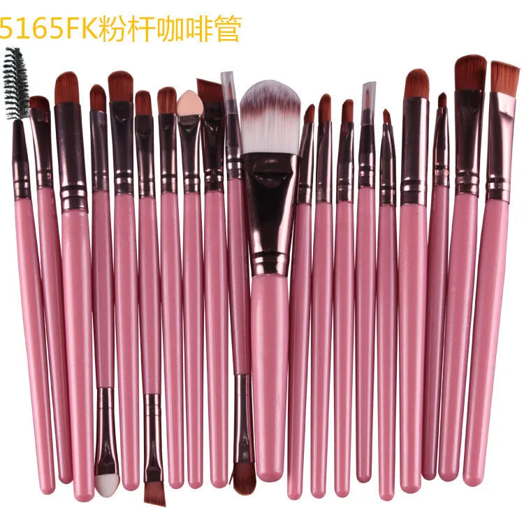 Cosmetic brush kit with nylon bristles and plastic handles, 14cm total length, multiple colour options including black and gold