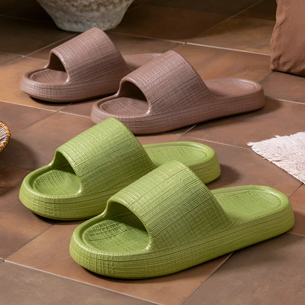 Pair of soft bottom toe ring slippers with non-slip EVA soles in a choice of five colours.