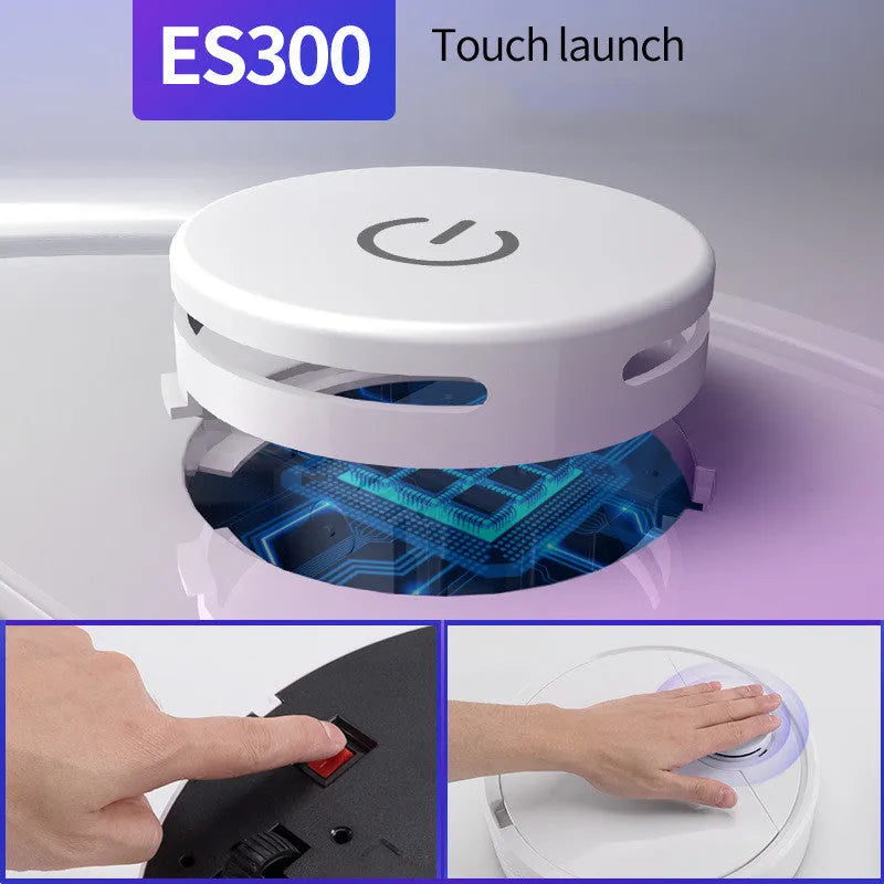 Black automatic sweeping robot with 28cm diameter and 6.8cm height for floor cleaning