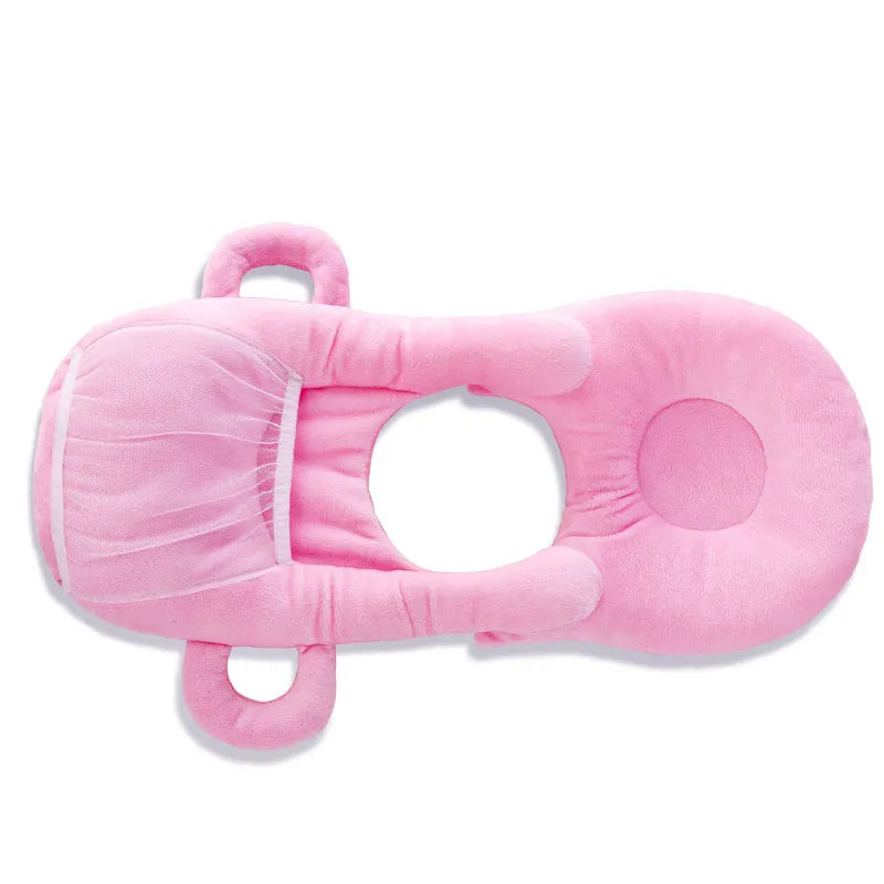 Super soft short plush baby feeding pillow measuring 30cm by 42cm in pink colour