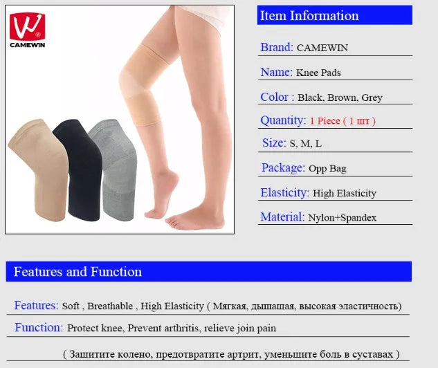 Black compression knee support sleeve for joint pain and arthritis relief, nylon spandex fabric, size S for 28-33 cm leg circumference